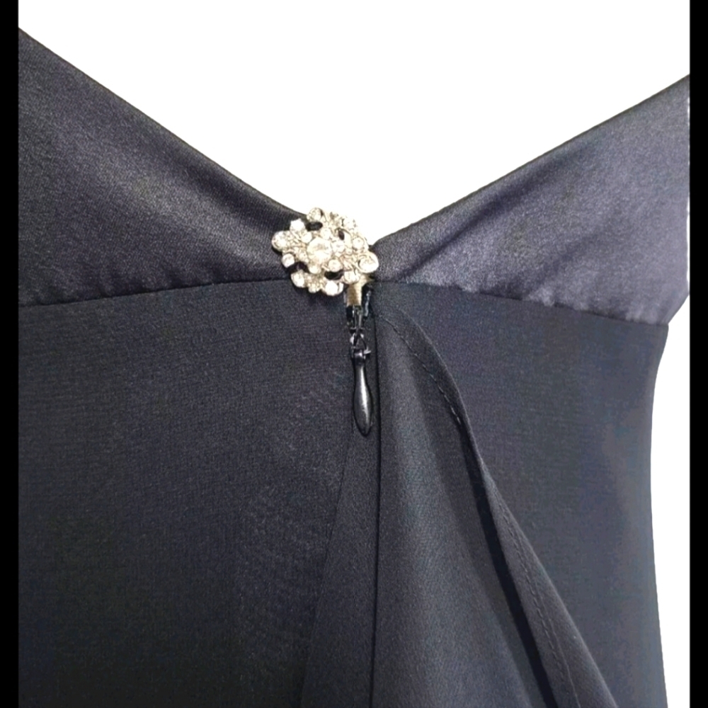Alfred Angelo Sz 8 Black Satin Formal Evening Party Cocktail Elegant Maxi Dress - Picture 4 of 13